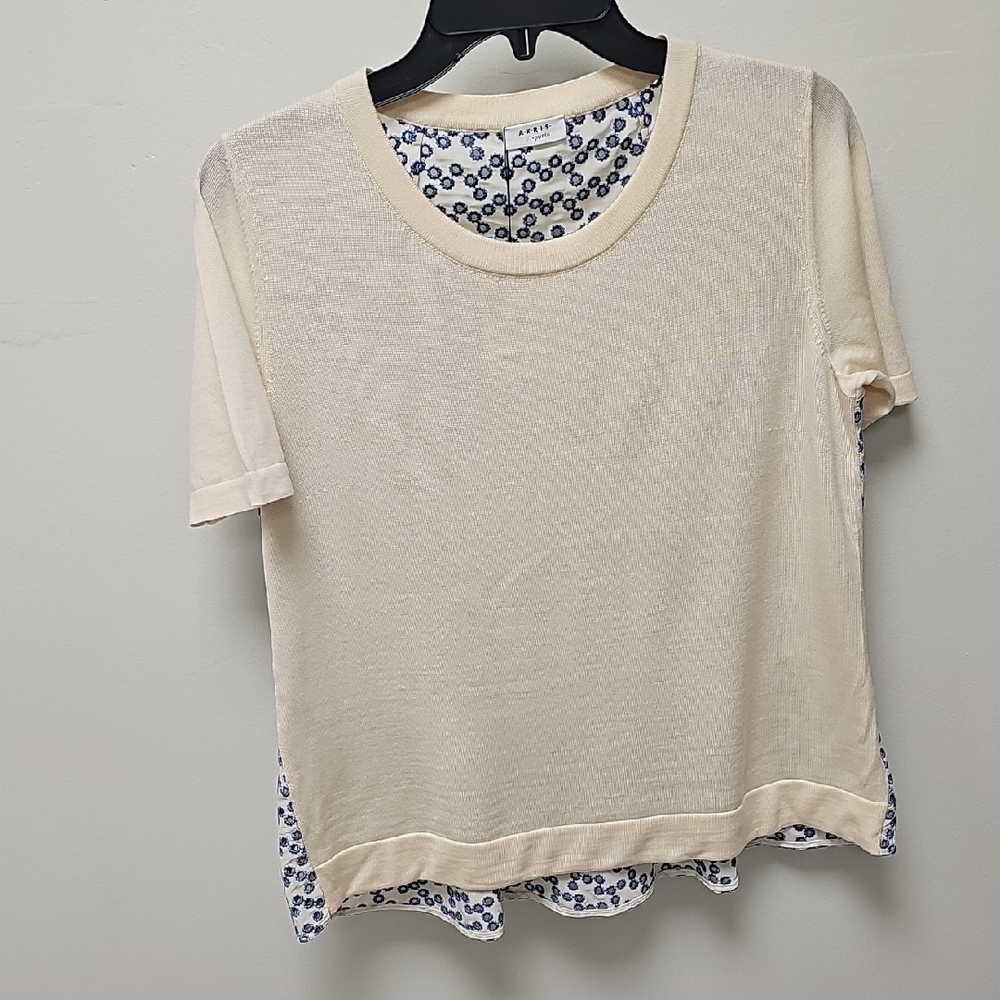 Akris Punto Cream Short Sleeve Top